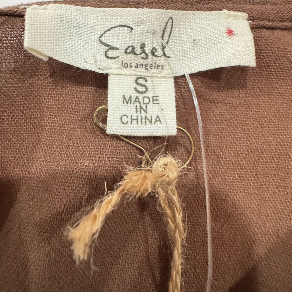 Easel Los Angeles Embroidered Boho Tunic Dress Mocha Brown Festival NWT S - Picture 7 of 8